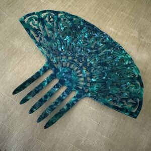Big Green Fan-Shape Hair Comb, Flamenco hair comb